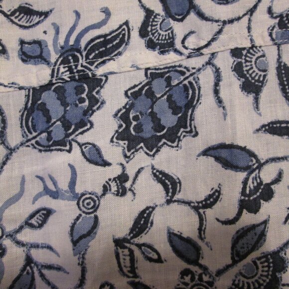 Rachael Zoe 100% Linen Blue & White Floral Tunic Top XL - Picture 5 of 7